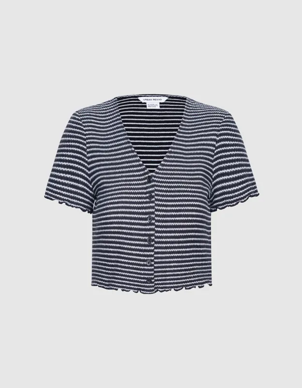 Striped Crop T-Shirt sold by Urban Revivo