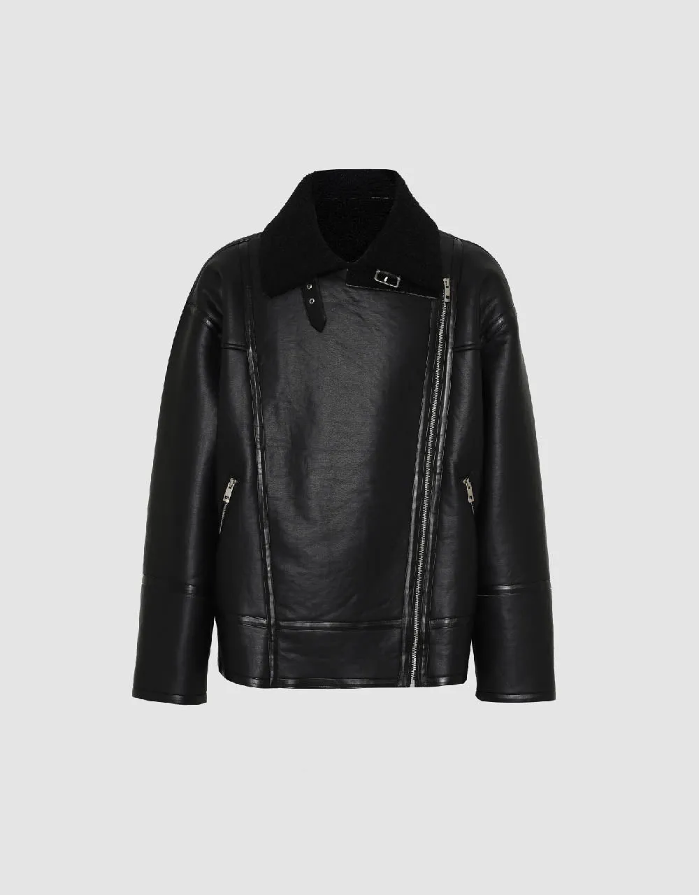Straight Vegan Leather Jacket sold by Urban Revivo