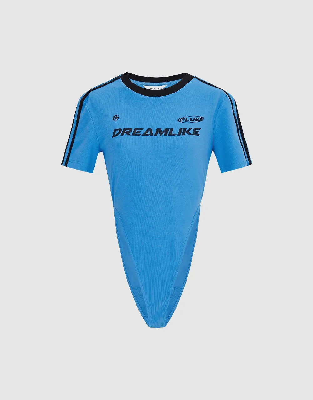 Letter Printed Crew Neck Bodysuit sold by Urban Revivo