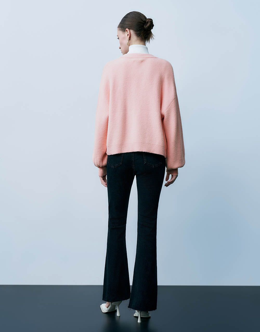 Faux Pearl Button Furry Knitted Cardigan sold by Urban Revivo product image thumbnail 4