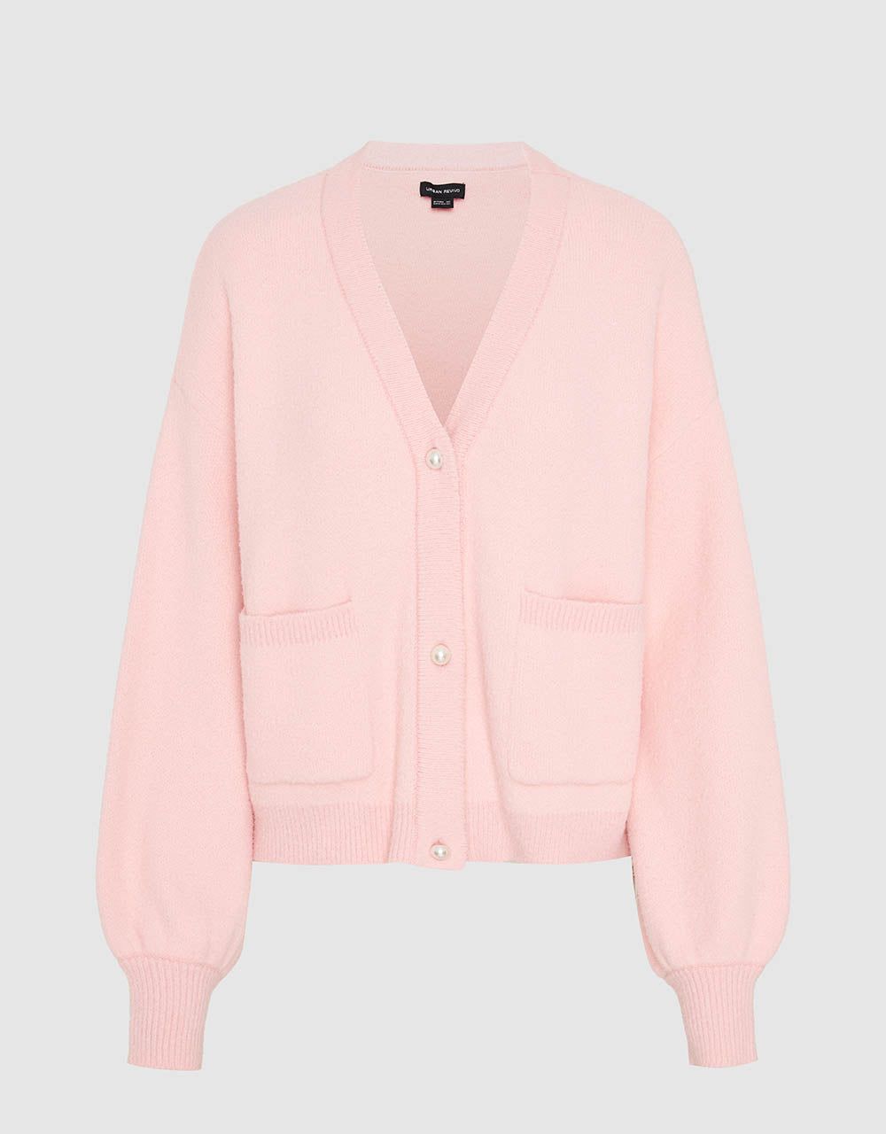 Faux Pearl Button Furry Knitted Cardigan sold by Urban Revivo product image thumbnail 2