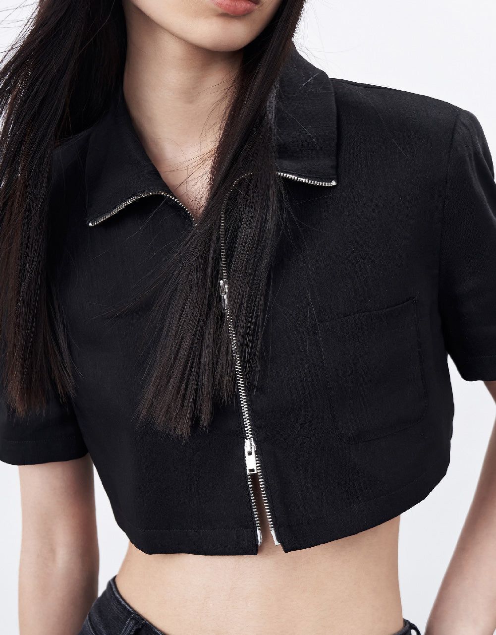Zipper Front Cropped Jacket sold by Urban Revivo product image thumbnail 5