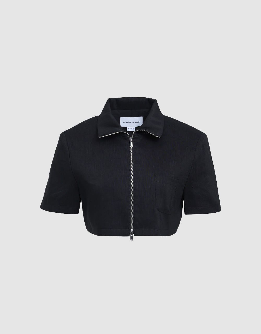 Zipper Front Cropped Jacket sold by Urban Revivo