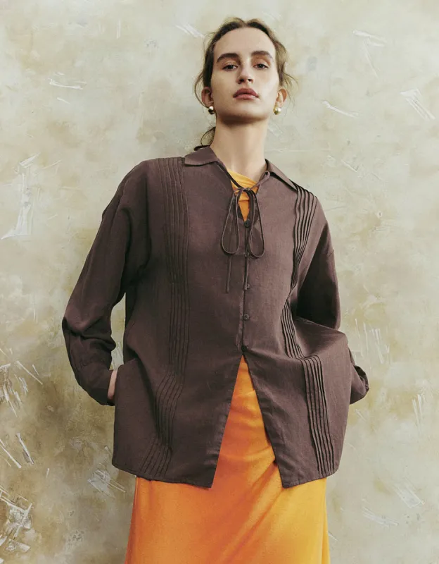 Tie Front V-Neck Loose Shirt sold by Urban Revivo