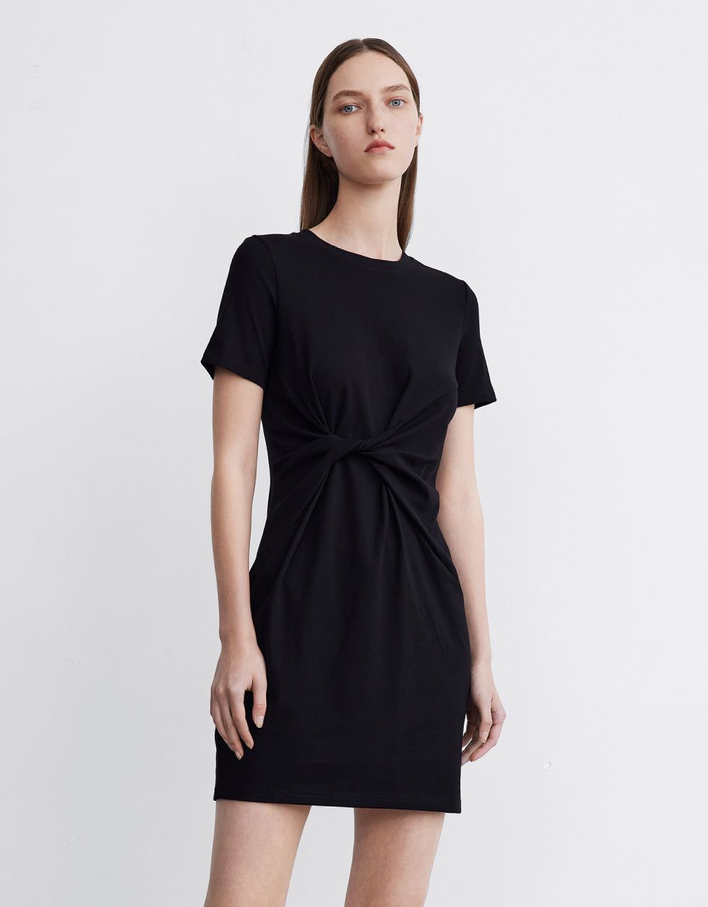 Twist Side Crew Neck Skinny-Fit Dress sold by Urban Revivo