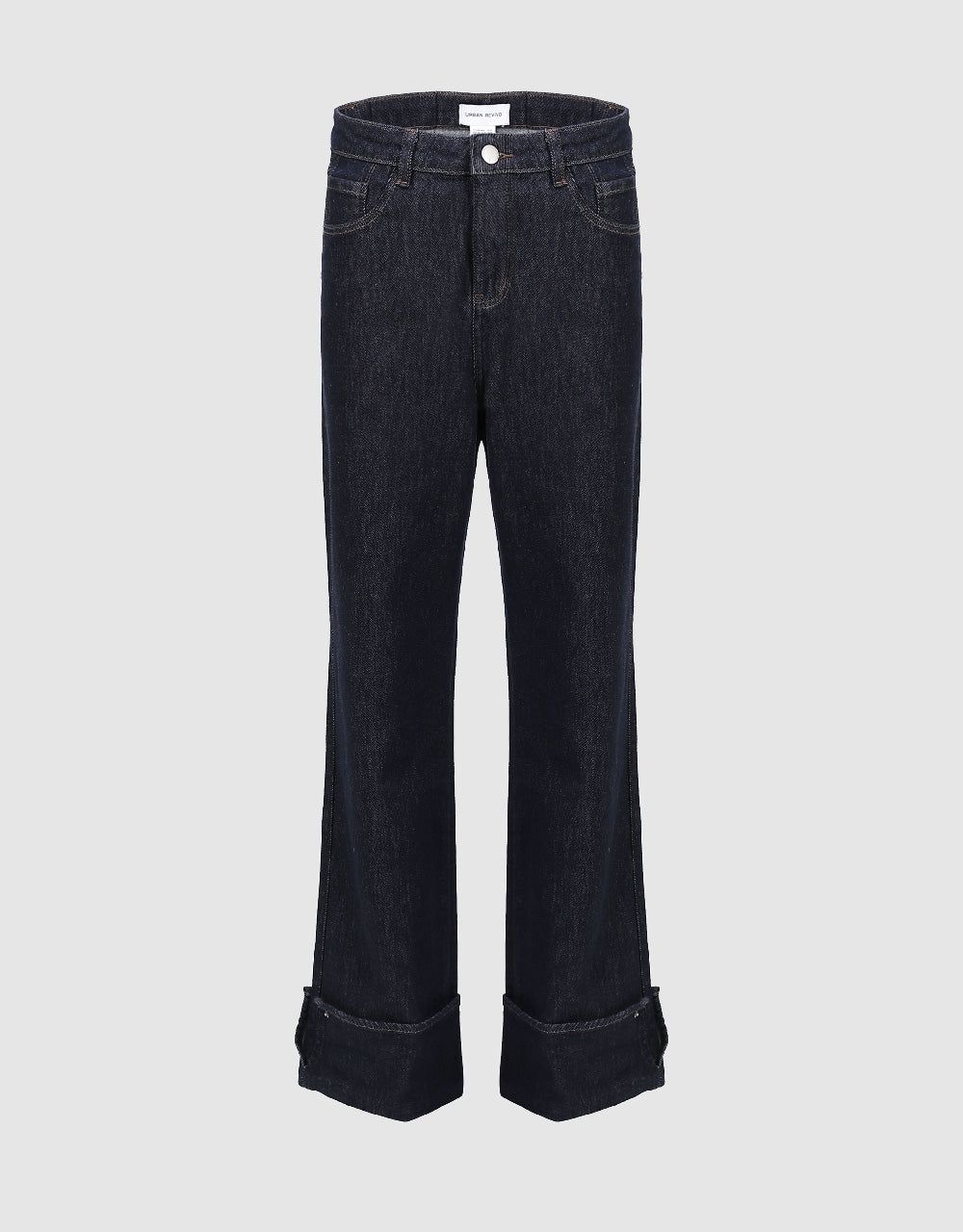 Roll Up Hem Straight Jeans sold by Urban Revivo