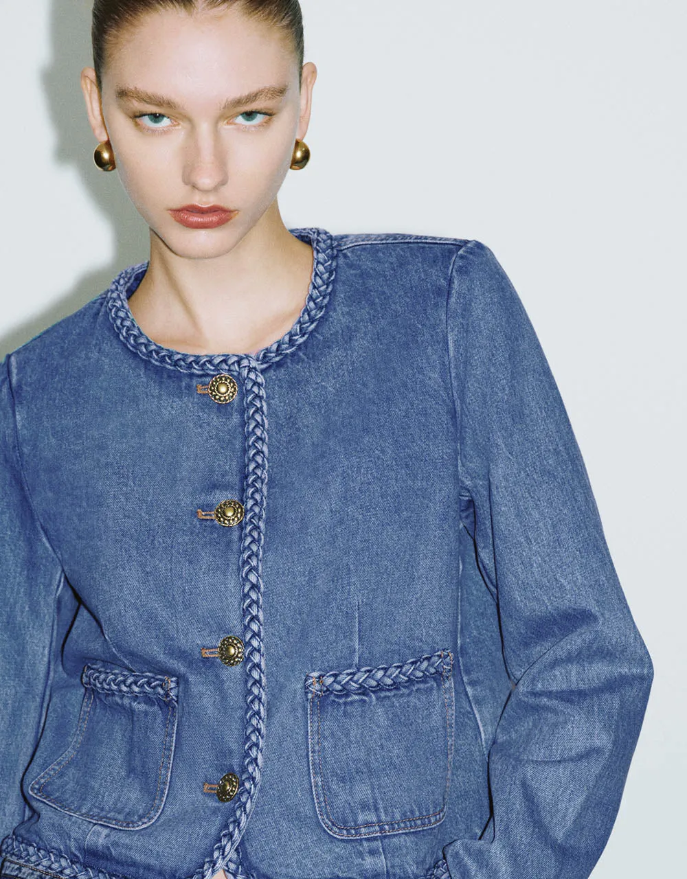 Crew Neck Denim Jacket sold by Urban Revivo product image thumbnail 4