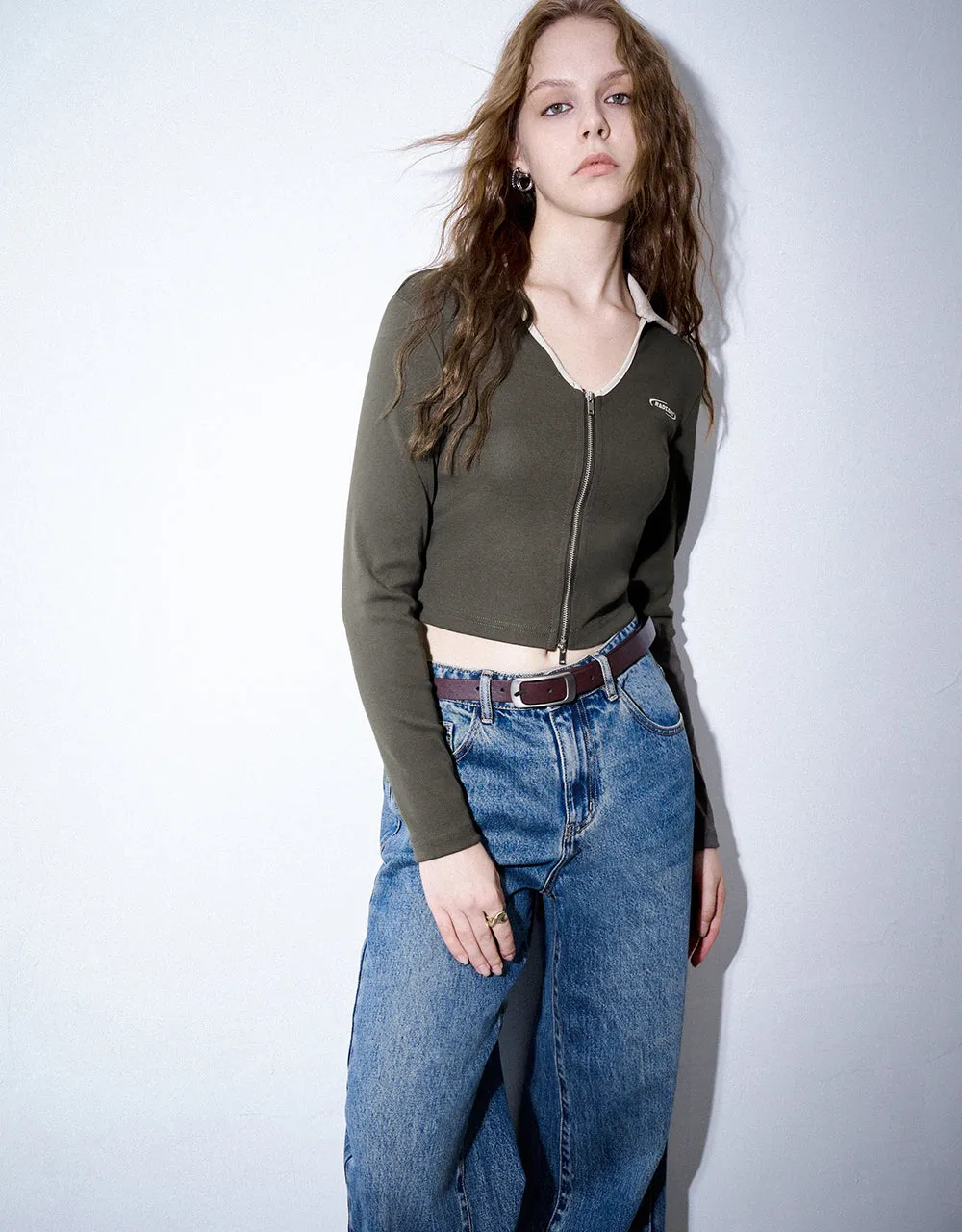 Zipper Front Skinny Lapel Shirt sold by Urban Revivo product image thumbnail 3