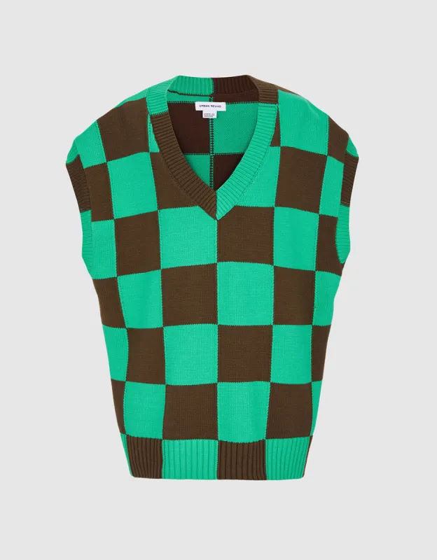 Checkered Sweater Vest sold by Urban Revivo