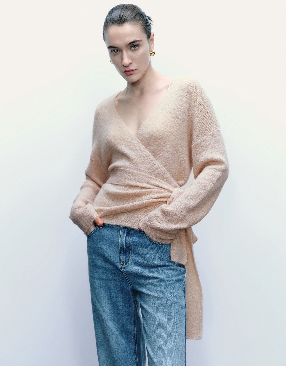 Wrap V-Neck Knitted T-Shirt sold by Urban Revivo product image thumbnail 3