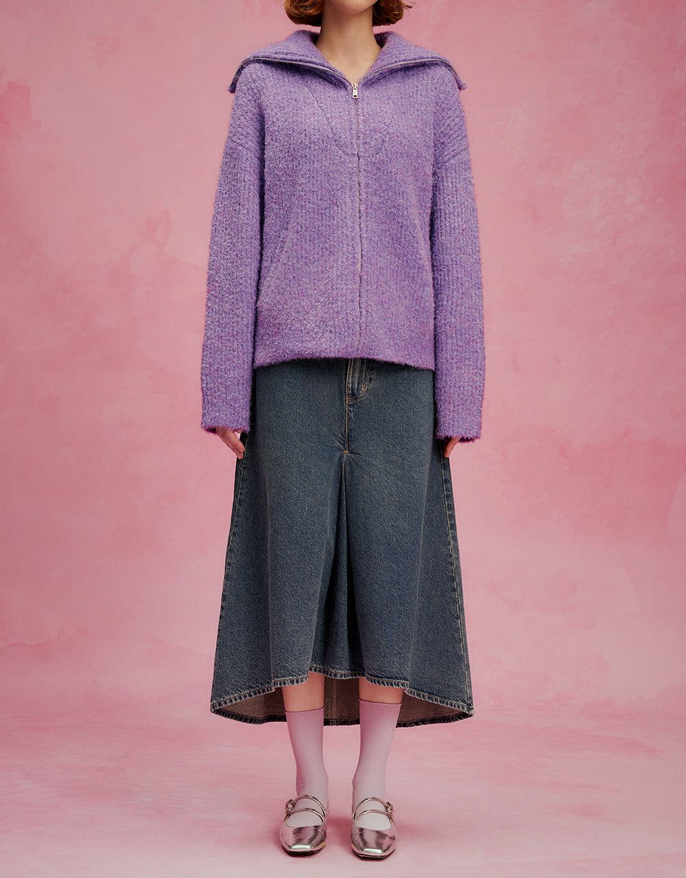 Midi A-Line Denim Skirt sold by Urban Revivo product image thumbnail 2