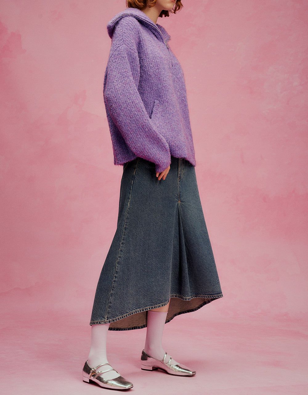 Midi A-Line Denim Skirt sold by Urban Revivo product image thumbnail 4