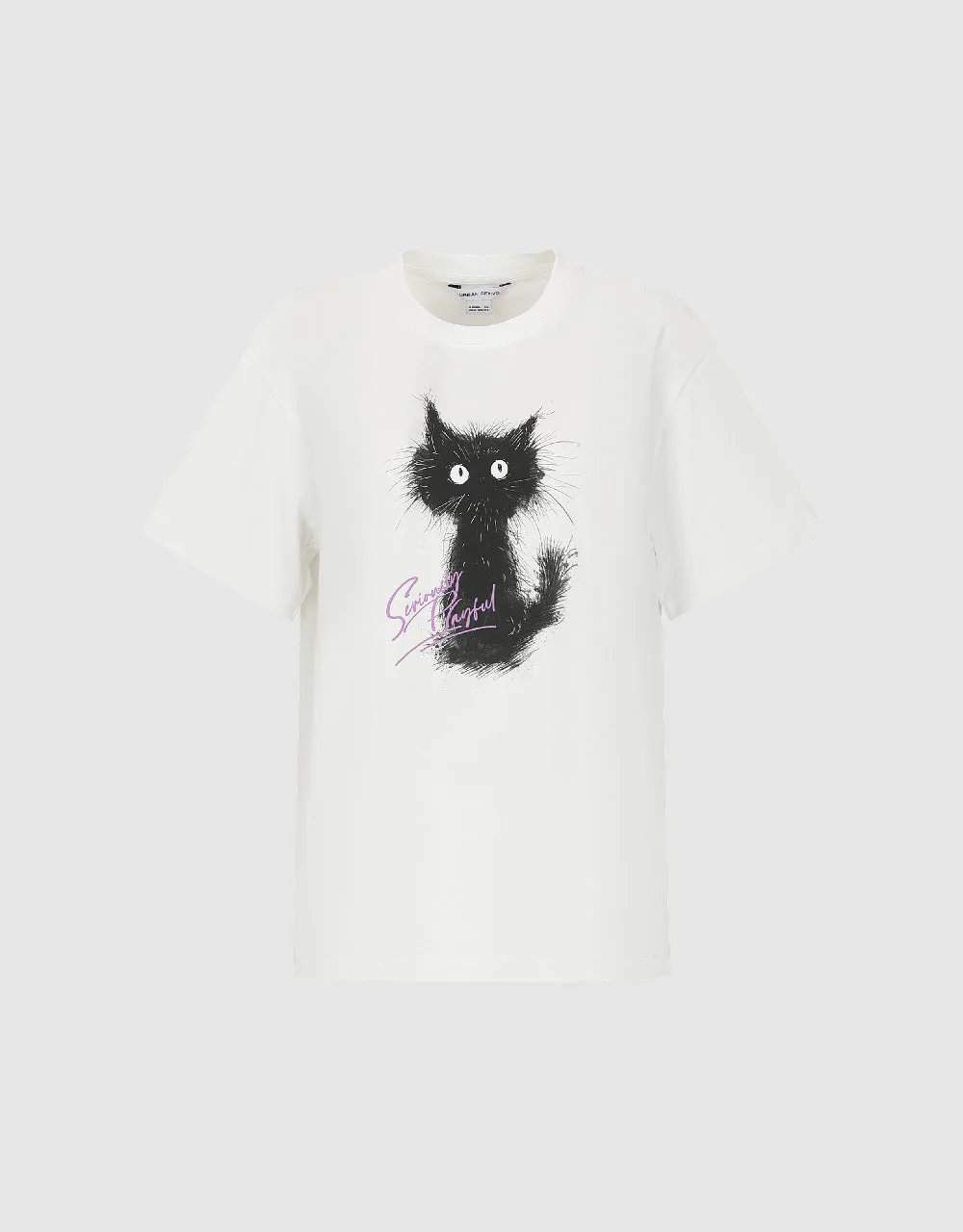 Cat Printed Crew Neck Straight T-Shirt sold by Urban Revivo product image thumbnail 2