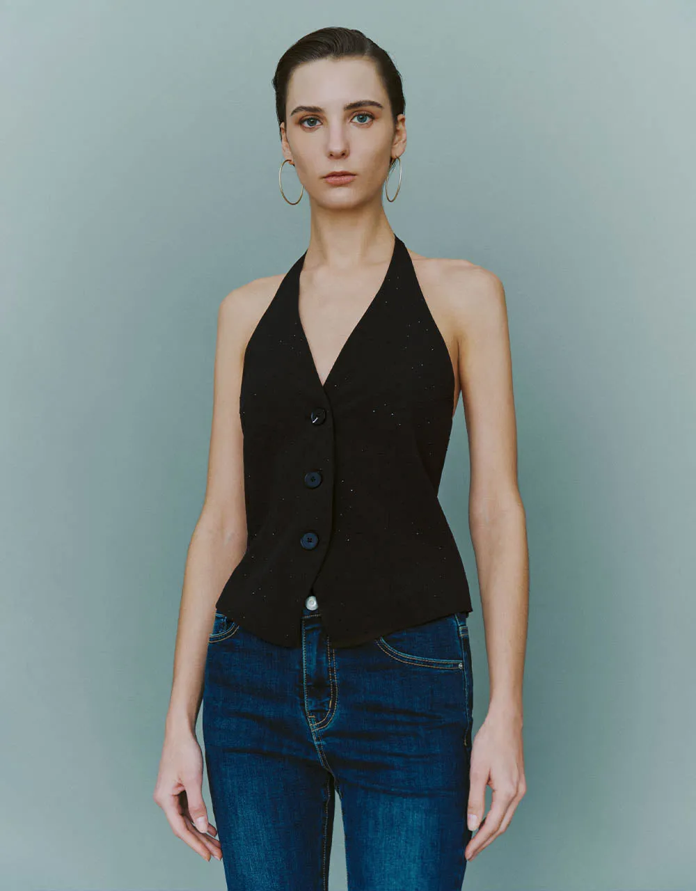 Skinny V-Neck Vest sold by Urban Revivo