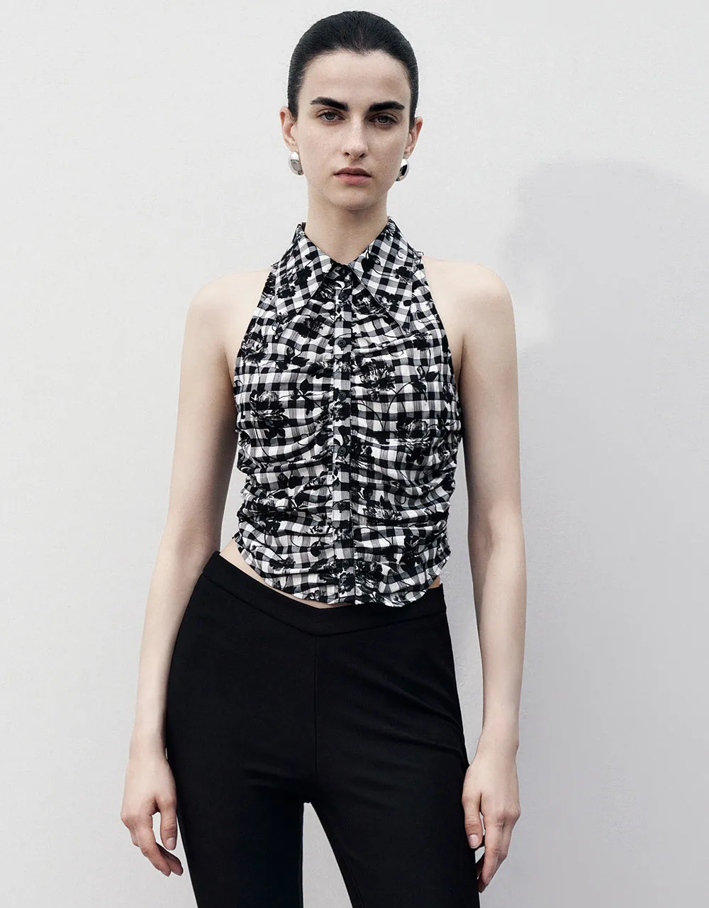 Checkered Straight Tank Top sold by Urban Revivo