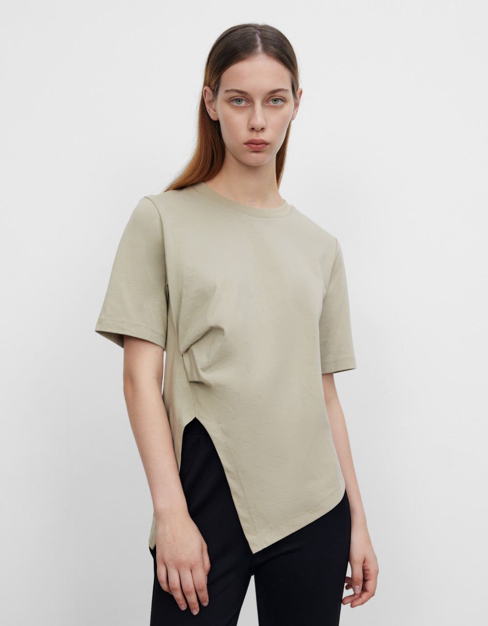 Asymmetric Crew Neck Regular T-Shirt sold by Urban Revivo