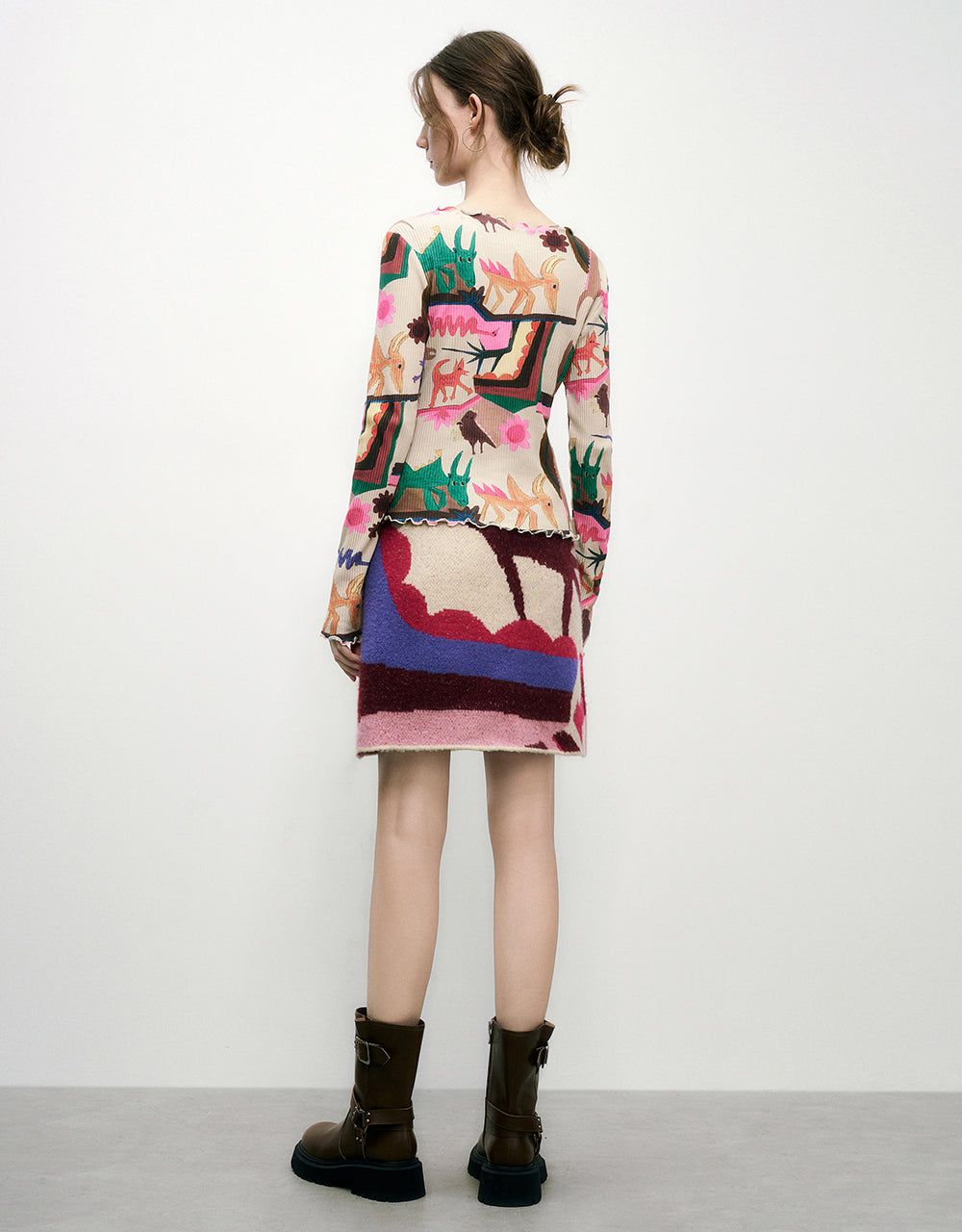 Printed Crew Neck Skinny Knitted T-Shirt sold by Urban Revivo product image thumbnail 4