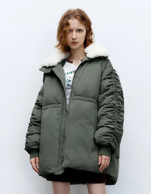 Zipper Front Down Jacket With Furry Collar sold by Urban Revivo