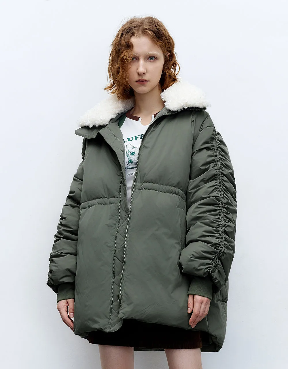 Zipper Front Down Jacket With Furry Collar sold by Urban Revivo