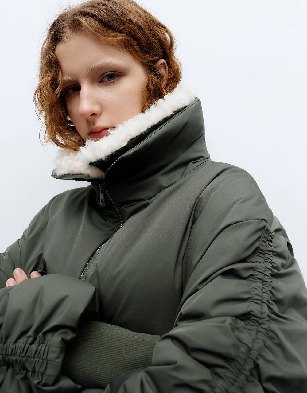 Zipper Front Down Jacket With Furry Collar sold by Urban Revivo product image thumbnail 5