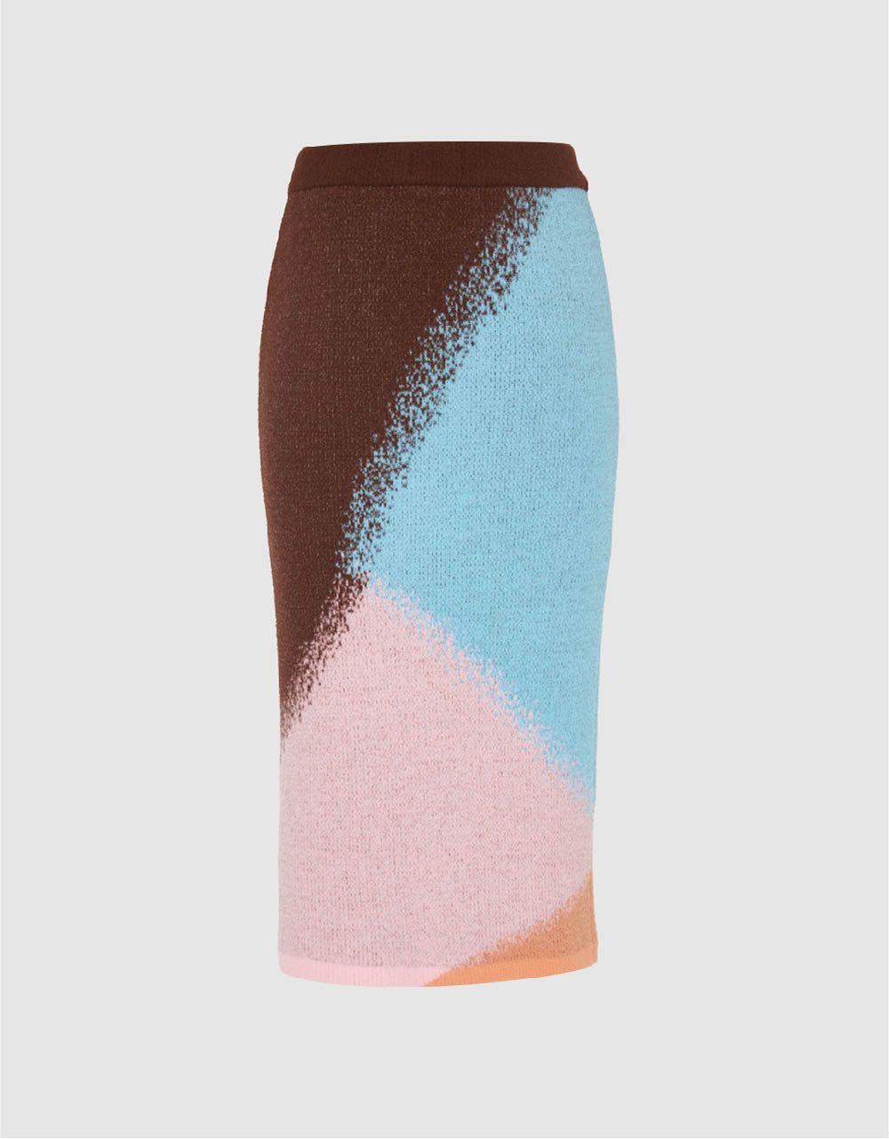 Colorblocks Straight Midi Knitted Skirt sold by Urban Revivo product image thumbnail 3