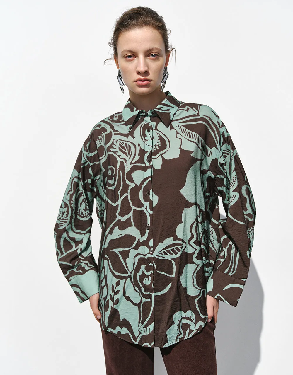 Printed Straight Shirt sold by Urban Revivo