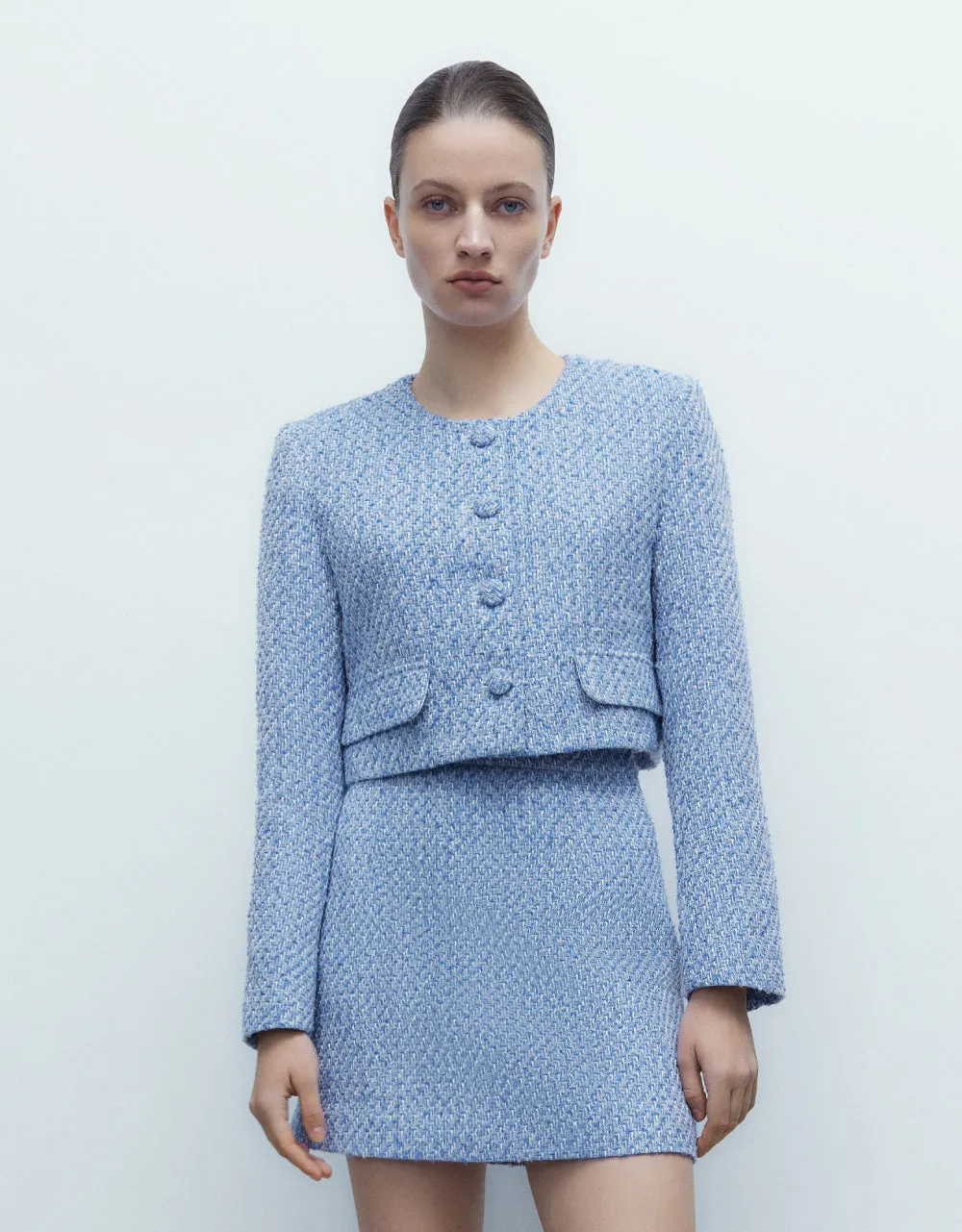 Cropped Tweed Jacket sold by Urban Revivo