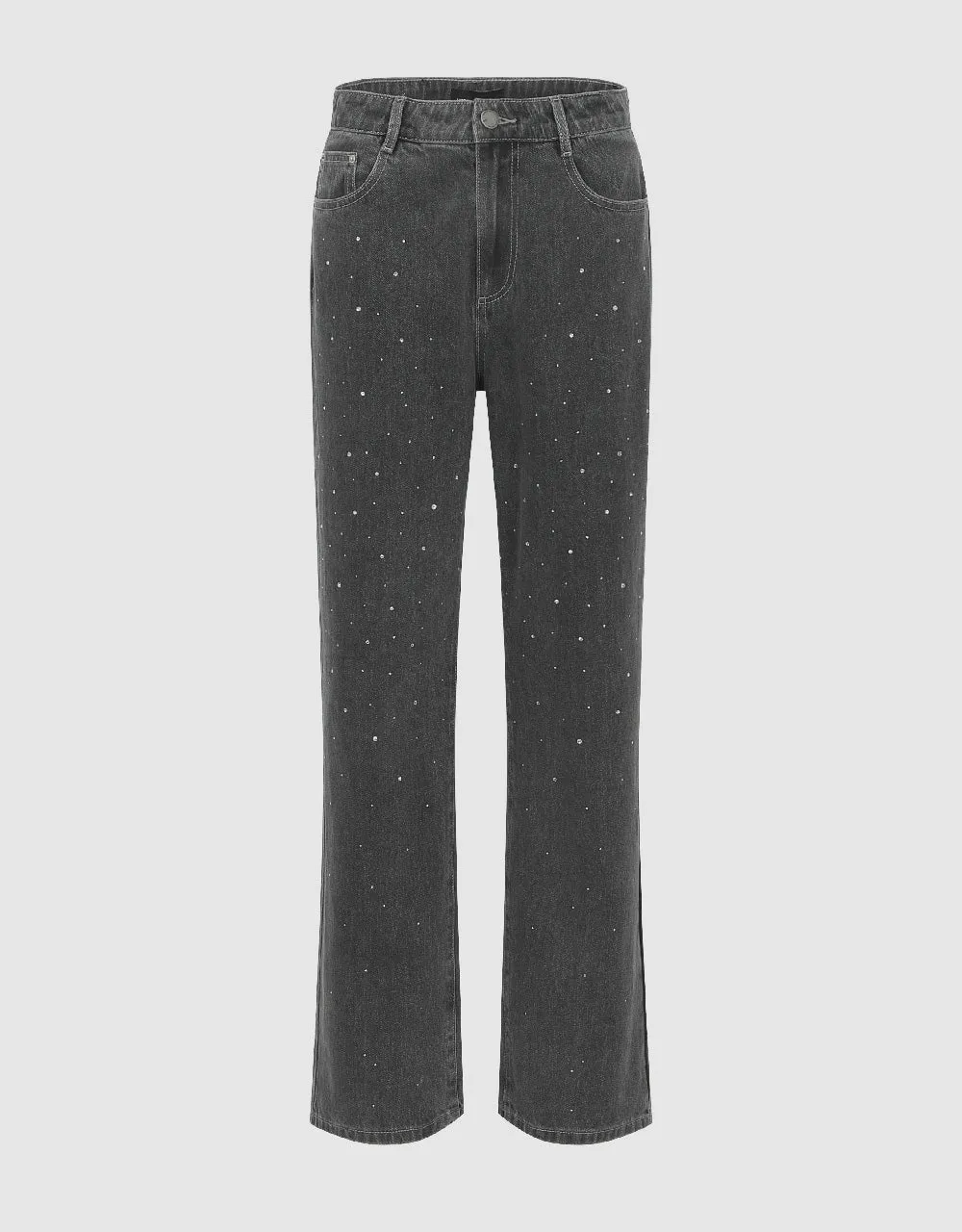 Rhinestone Décor Straight Jeans sold by Urban Revivo