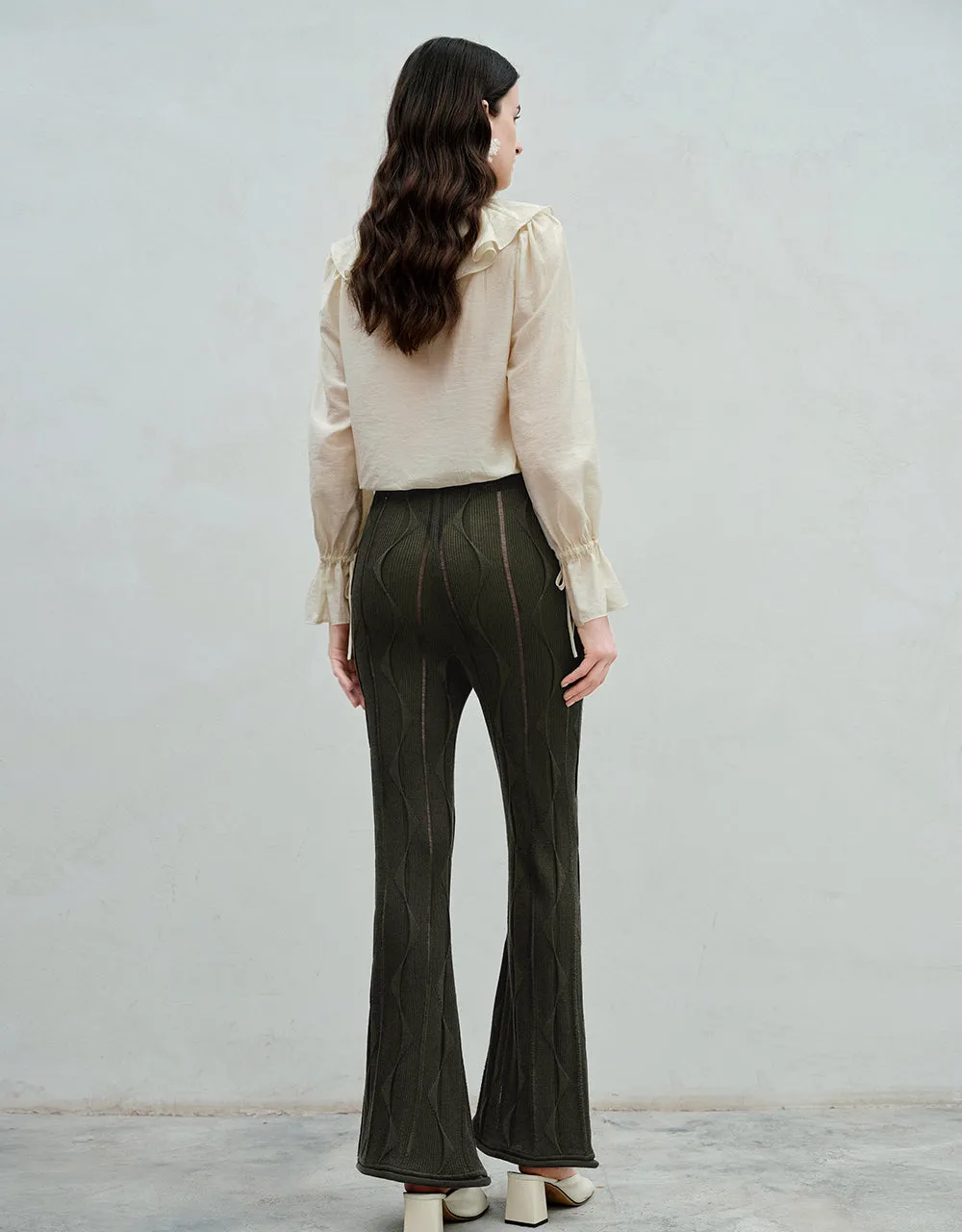 Embossed Flare Knitted Pants sold by Urban Revivo product image thumbnail 5