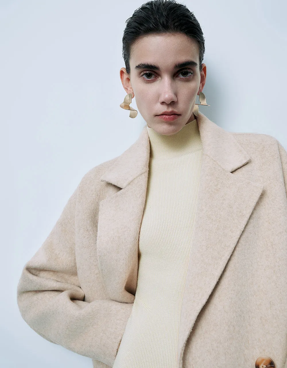 Notch Lapel Double Breasted Longline Coat sold by Urban Revivo product image thumbnail 4