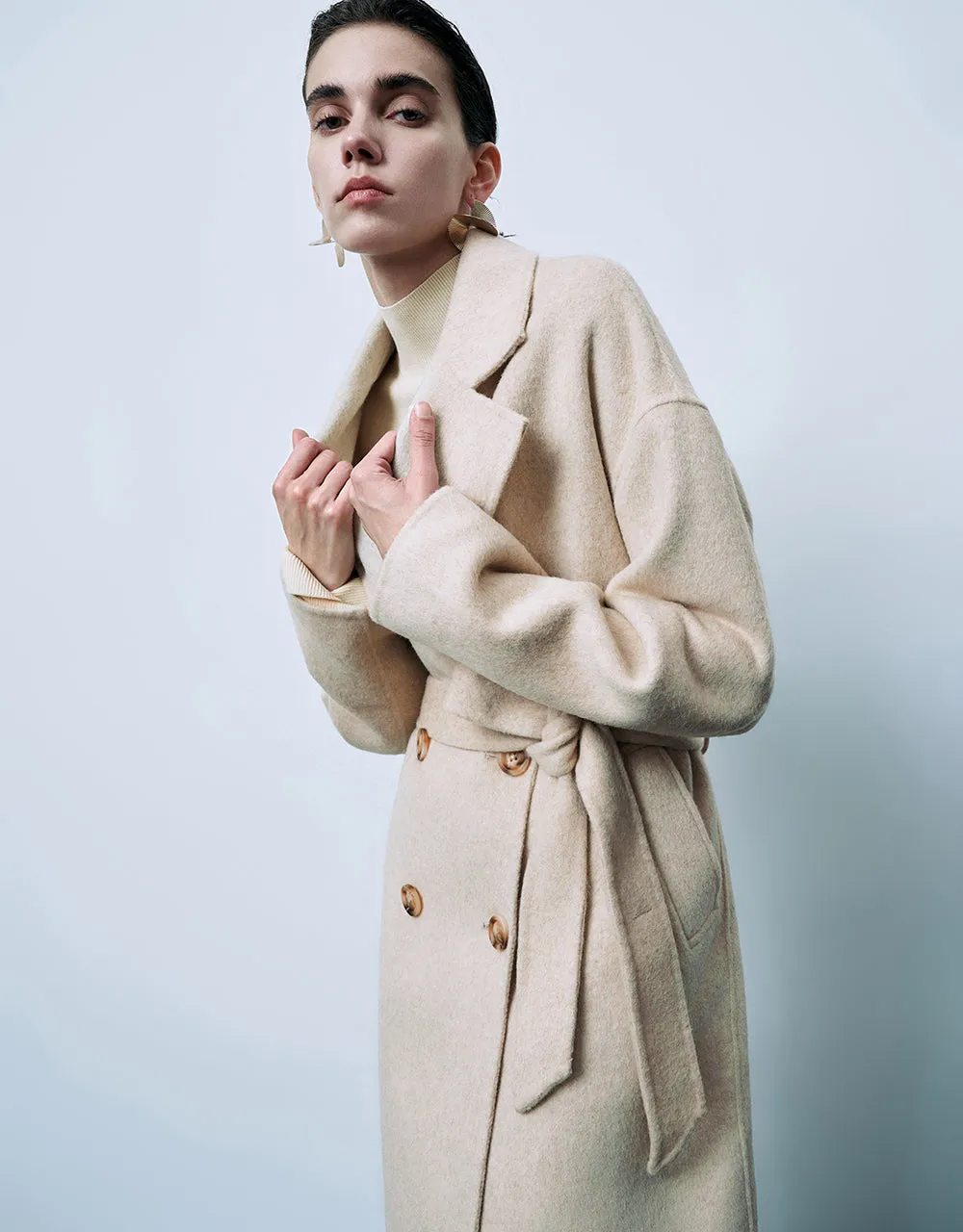 Notch Lapel Double Breasted Longline Coat sold by Urban Revivo product image thumbnail 3