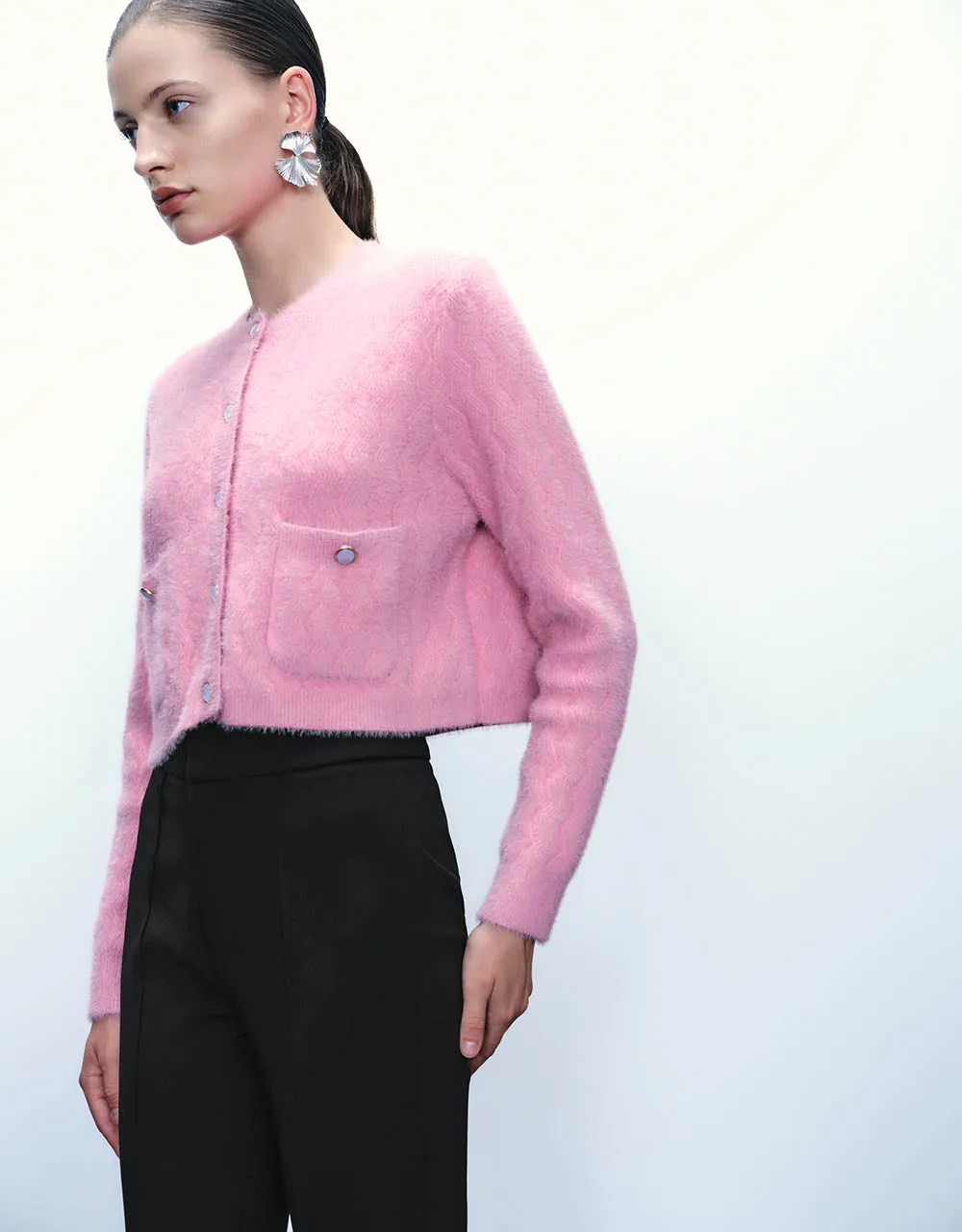 Button Up Crew Neck Knitted Cardigan sold by Urban Revivo product image thumbnail 3