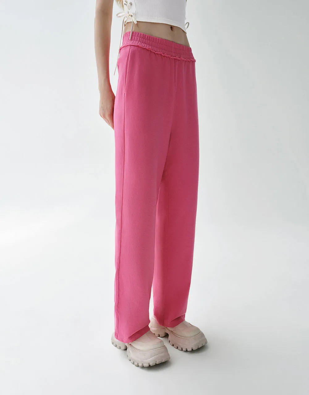 Elastic Waist Knitted Straight Pants sold by Urban Revivo product image thumbnail 4