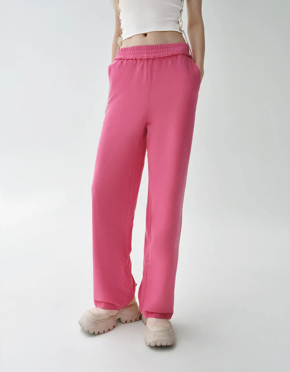 Elastic Waist Knitted Straight Pants sold by Urban Revivo product image thumbnail 3