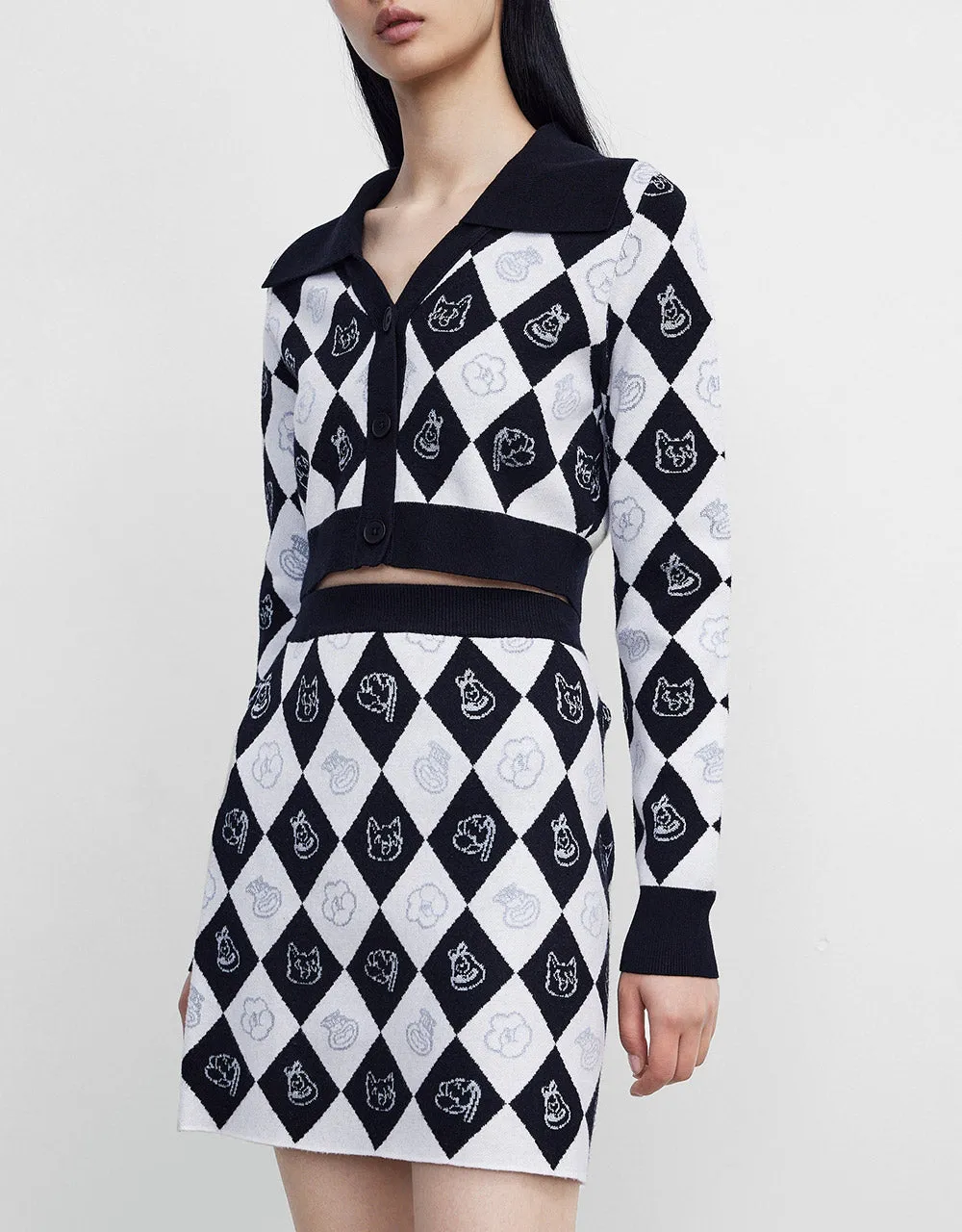 Argyle Contrast Collar Button Up Cardigan sold by Urban Revivo product image thumbnail 5