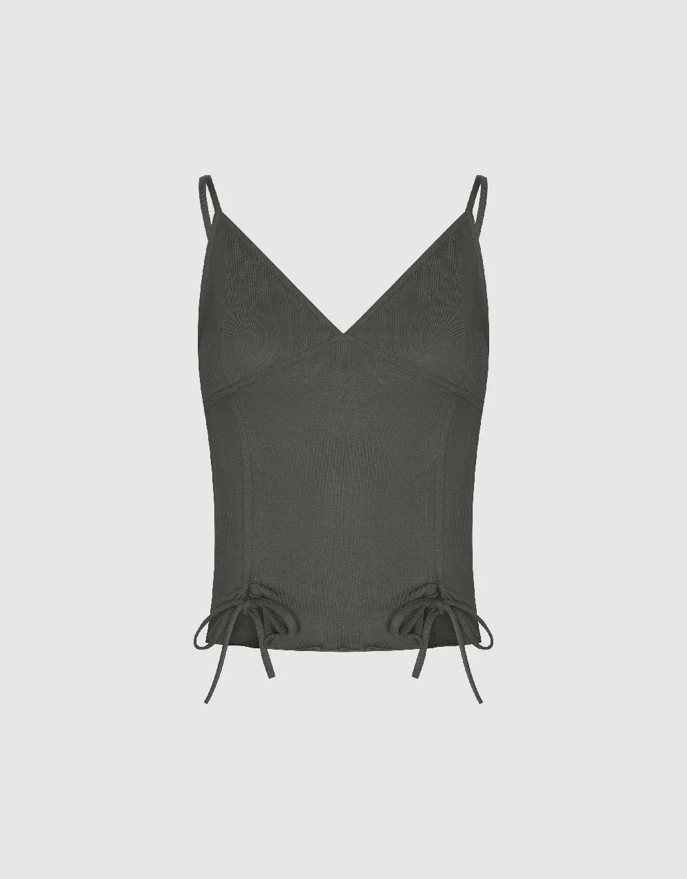 Lace Up V-Neck Cropped Cami Top sold by Urban Revivo product image thumbnail 2