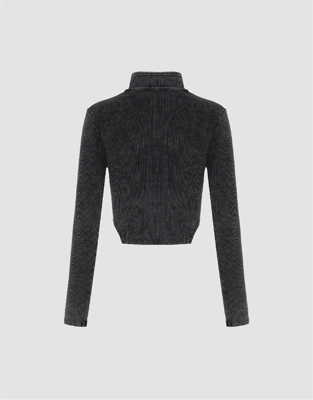 Zipper Front Stand Collar Knitted Shirt sold by Urban Revivo product image thumbnail 5