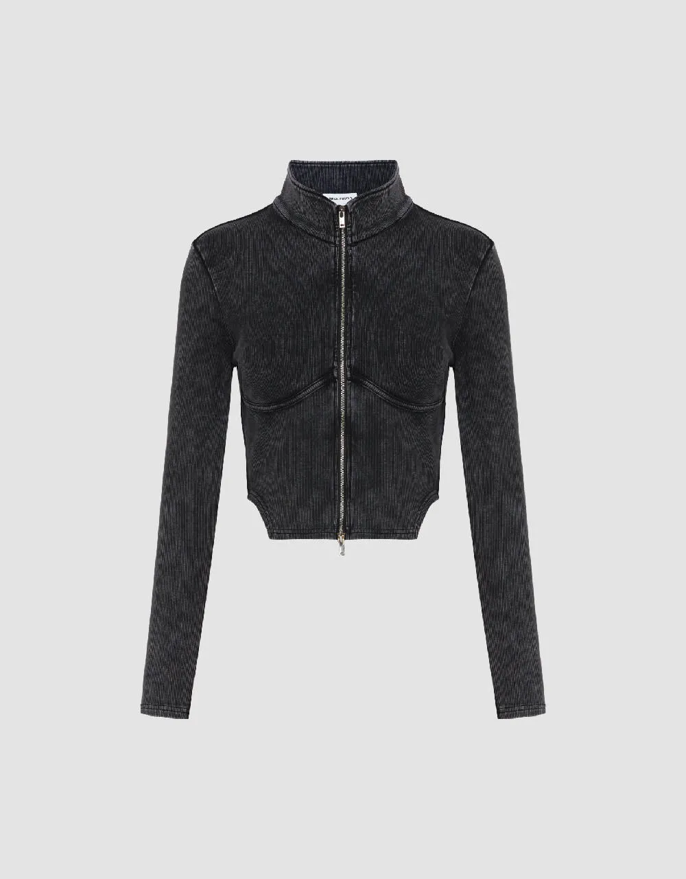 Zipper Front Stand Collar Knitted Shirt sold by Urban Revivo product image thumbnail 2