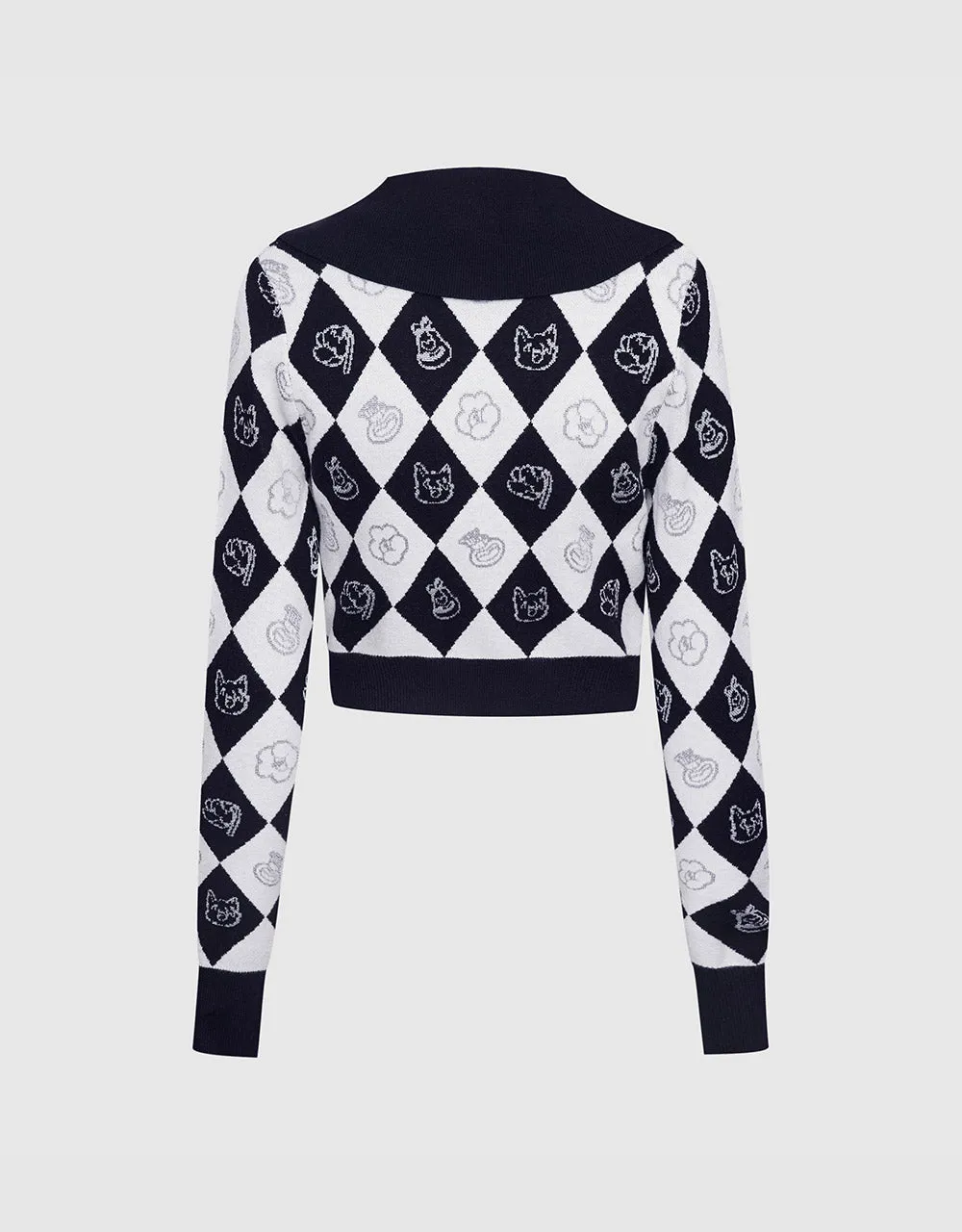 Argyle Contrast Collar Button Up Cardigan sold by Urban Revivo product image thumbnail 4