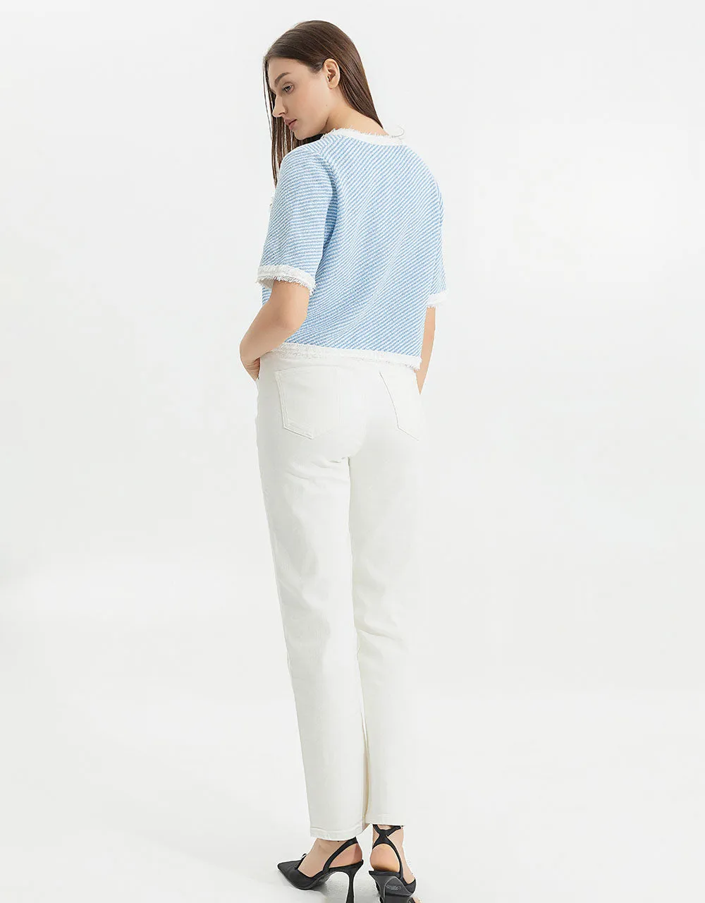 Raw Hem Crew Neck Knitted Cardigan sold by Urban Revivo product image thumbnail 5