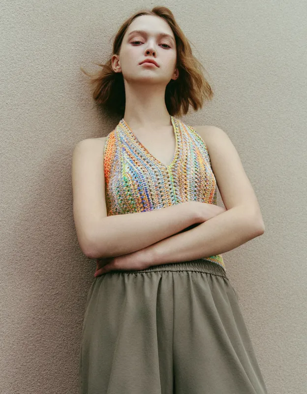 Crochet V-Neck Knitted Tank Top sold by Urban Revivo