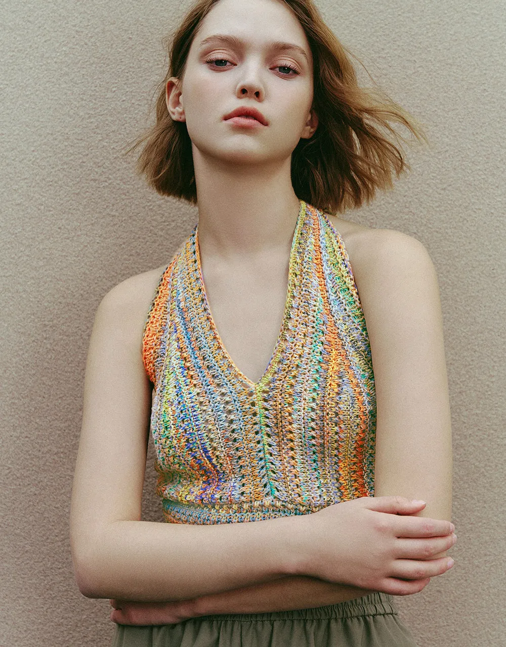 Crochet V-Neck Knitted Tank Top sold by Urban Revivo product image thumbnail 4