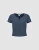 Notch Neck Skinny T-Shirt sold by Urban Revivo