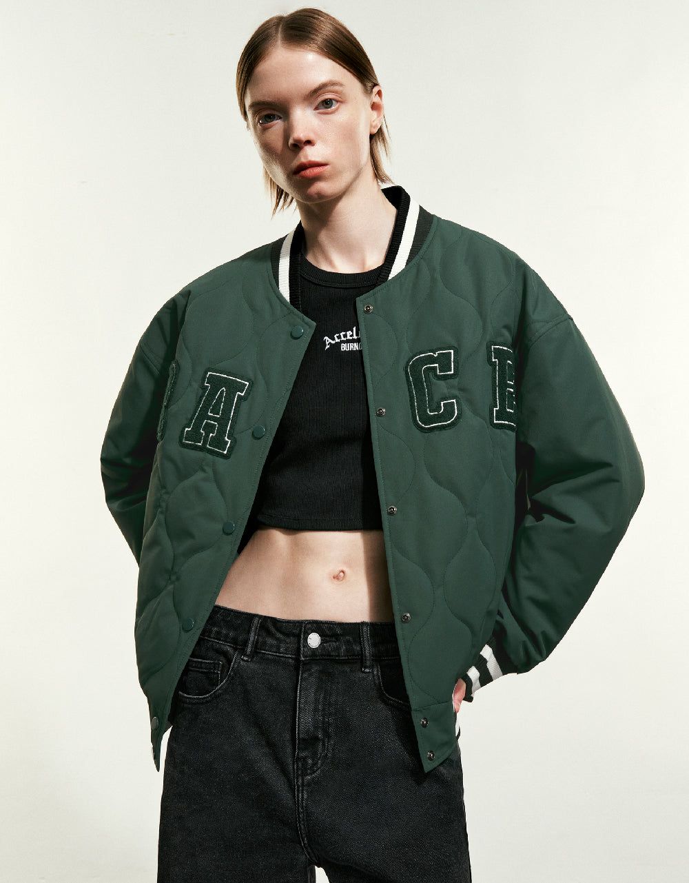 Letter Embossed Bomber Jacket sold by Urban Revivo