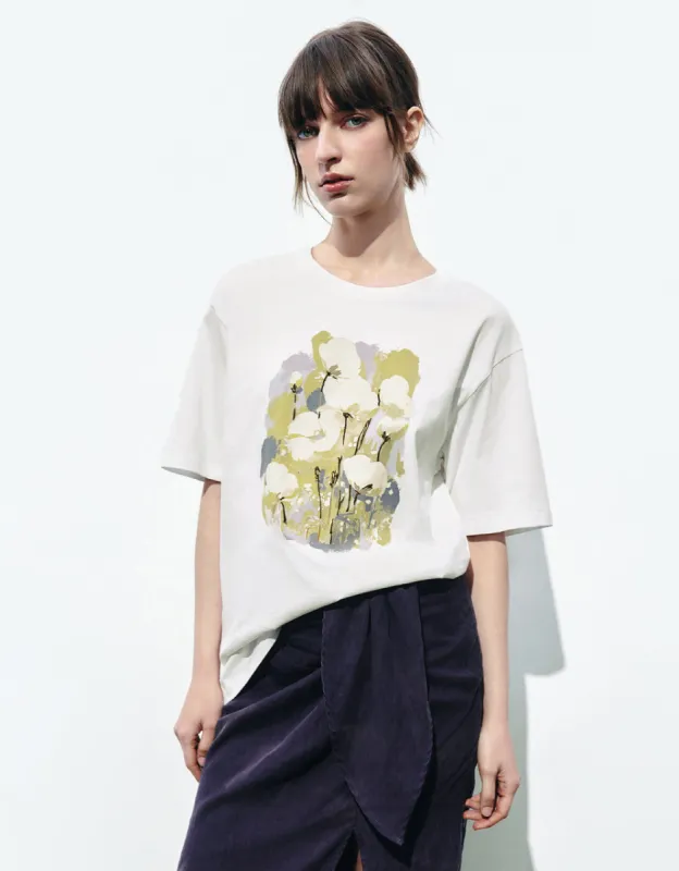 Printed Crew Neck T-Shirt sold by Urban Revivo