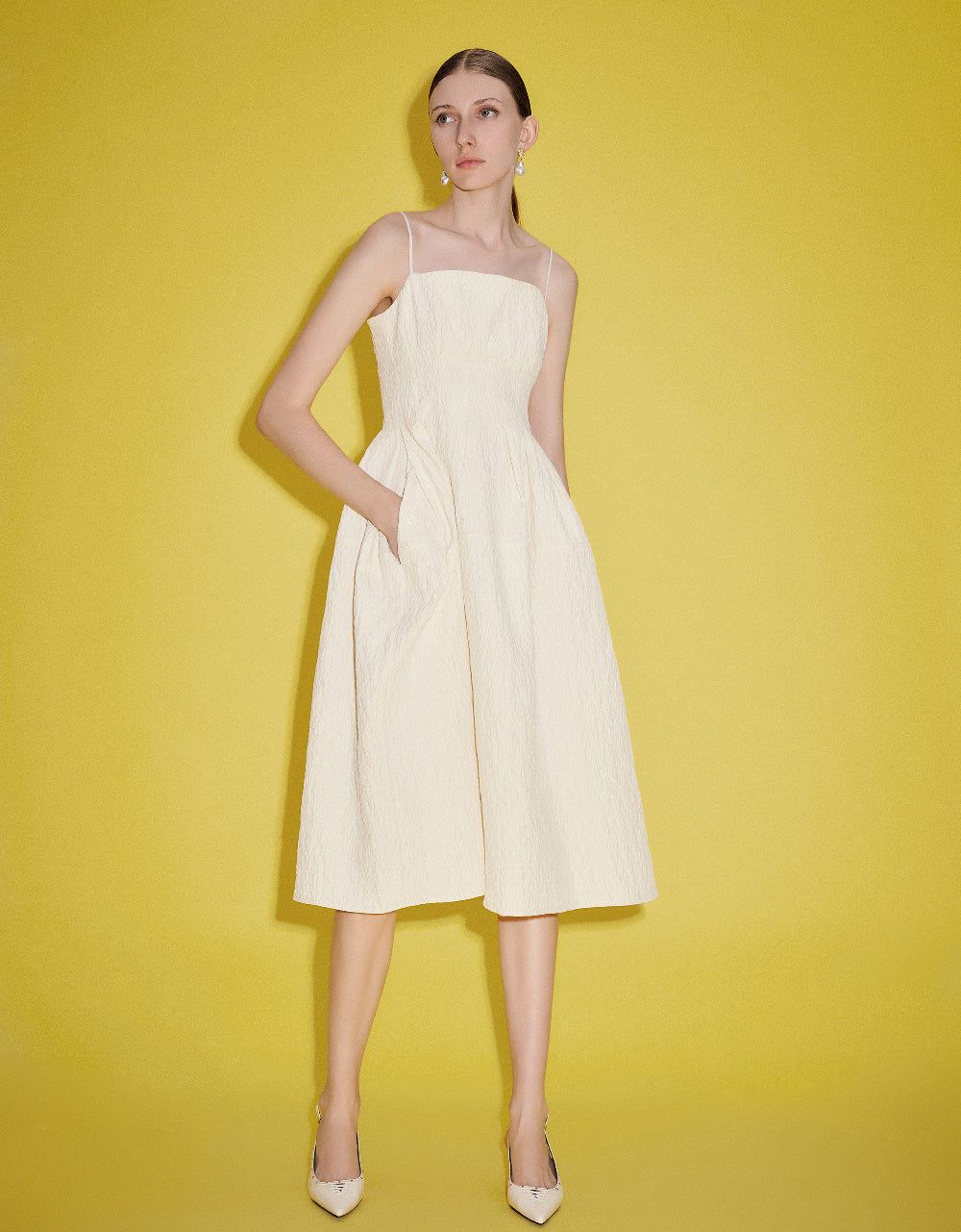 Square-cut Collar Cami A-Line Dress sold by Urban Revivo