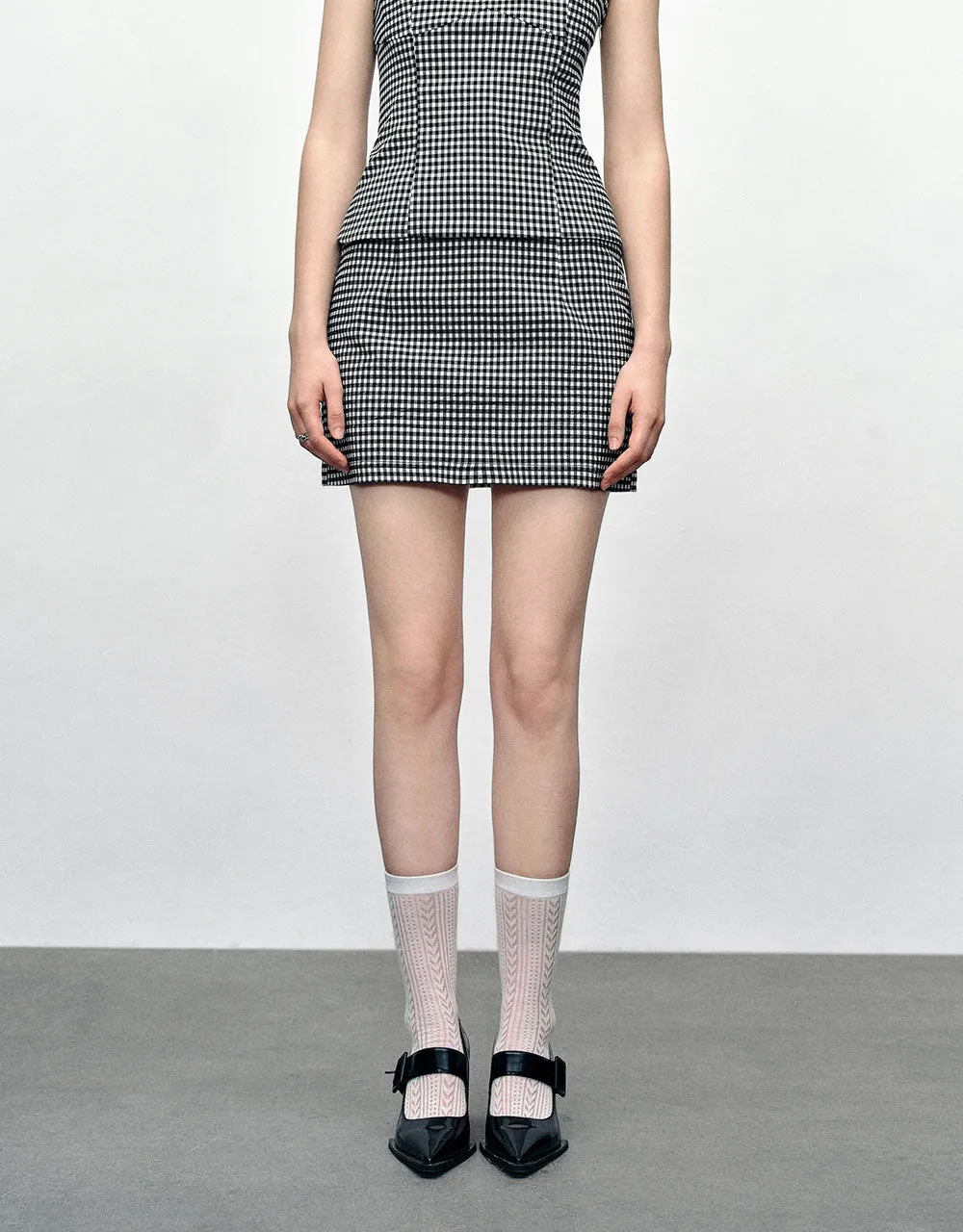 Gingham Mini A-Line Skirt sold by Urban Revivo product image thumbnail 2