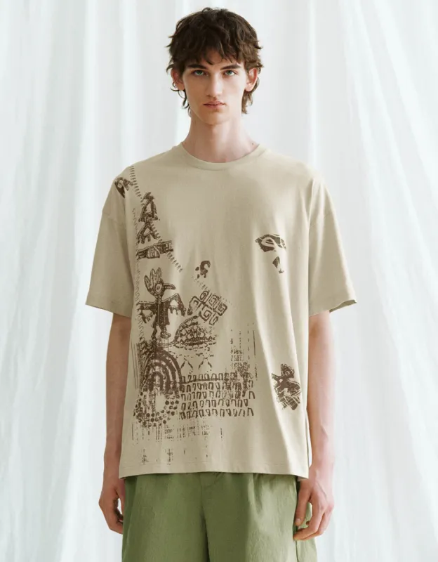Printed Crew Neck Loose T-Shirt sold by Urban Revivo