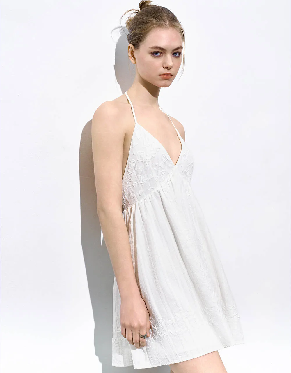 Embossed Halter Neck A-Line Dress sold by Urban Revivo product image thumbnail 3