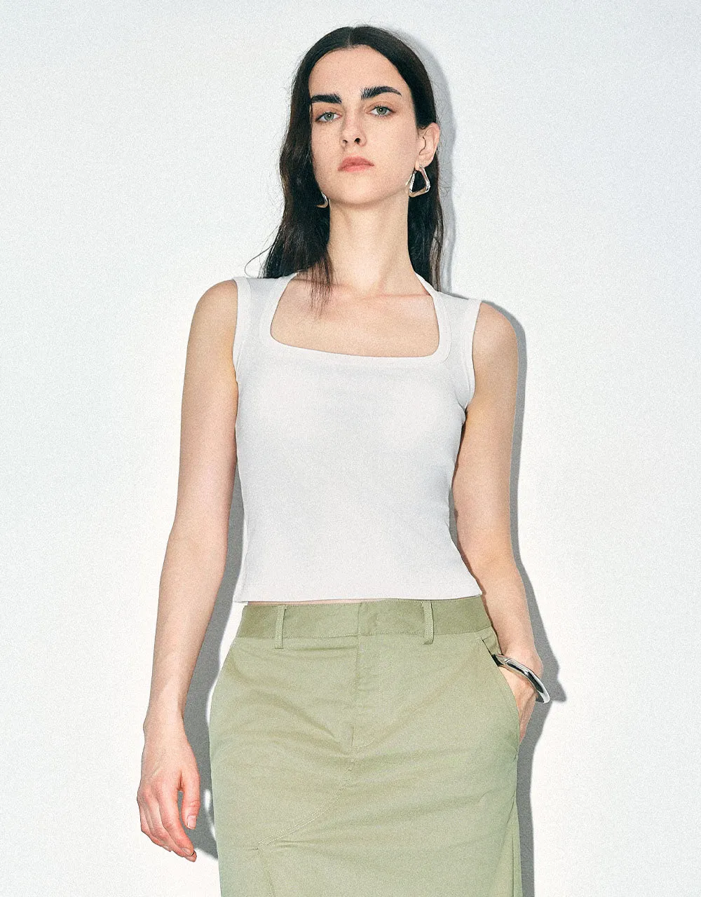 Keyhole Neck Tank Top sold by Urban Revivo